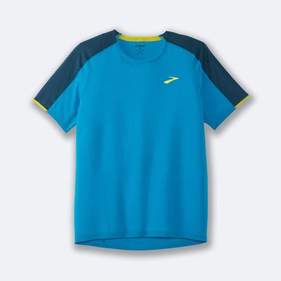 Brooks Atmosphere Short Sleeve T-shirt Herr Blå/MörkGröna | ATX-476908