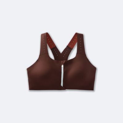 Brooks Dare Zip Run Bra 2.0 Sport Bh Dam Choklad/Blå/Koppar | IBC-160978