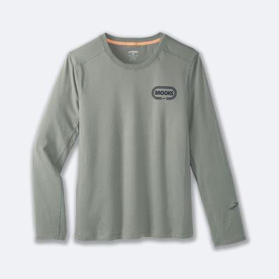 Brooks Distance Long Sleeve 2.0 T-shirt Herr Gröna | SOU-310697