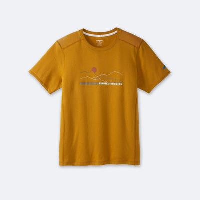 Brooks Distance Short Sleeve 2.0 T-shirt Herr Gula | DHP-805972