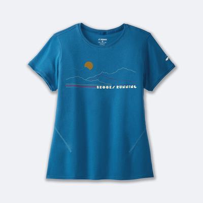 Brooks Distance Short Sleeve 2.0 T-shirt Dam Blå | LTN-862710