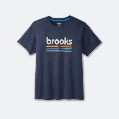 Brooks Distance Short Sleeve 2.0 T-shirt Herr Marinblå/Randig | QZX-804971