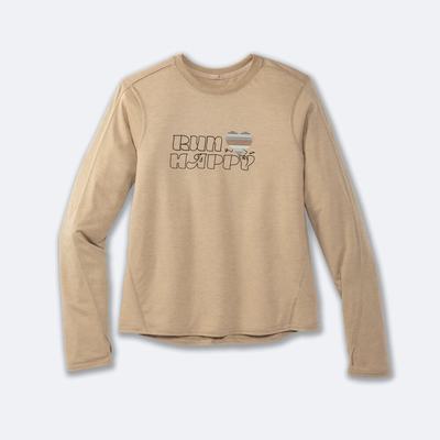 Brooks Distance Tryck Long Sleeve T-shirt Dam Beige | HXQ-481529