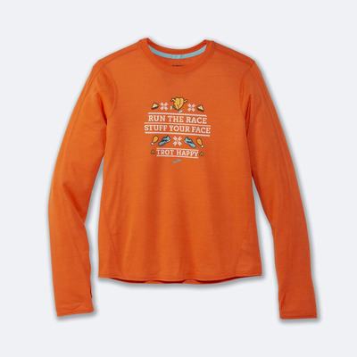 Brooks Distance Tryck Long Sleeve T-shirt Dam Orange | ZMP-127940