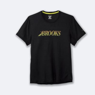 Brooks Distance Tryck Short Sleeve T-shirt Herr Svarta | BFM-719480