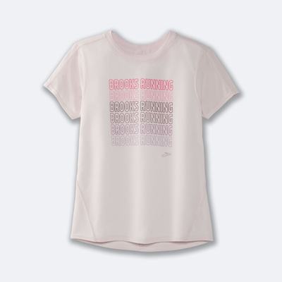 Brooks Distance Tryck Short Sleeve T-shirt Dam Rosa | EUJ-127850