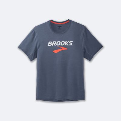 Brooks Distance Tryck Short Sleeve T-shirt Herr Grå | JBP-513482