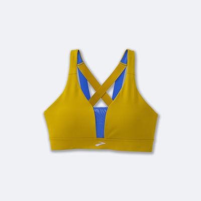 Brooks Drive Plunge Run Bra Sport Bh Dam Guld/Blå | MPQ-710964