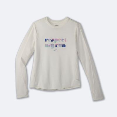 Brooks Empower Her Distance Tryck Long Sleeve T-shirt Dam Blå Grå | UME-341756