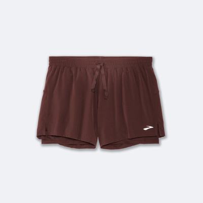 Brooks Moment 5" 2-in-1 Shorts Dam Choklad | ERD-069182