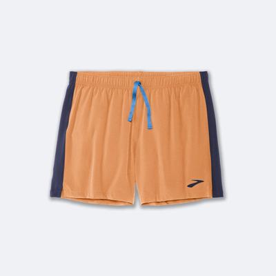 Brooks Moment 5" Shorts Herr Orange/Marinblå | RCX-360841