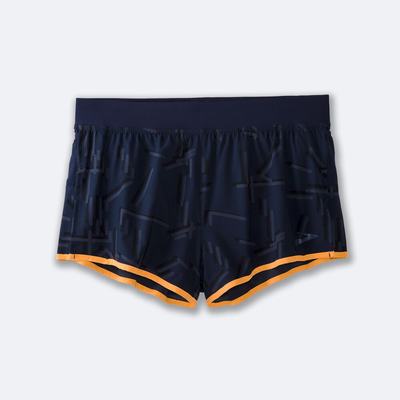 Brooks Sherpa 3" Split Shorts Herr Marinblå/Orange | FHY-869243