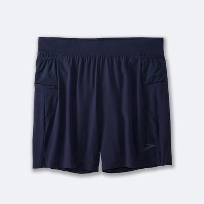 Brooks Sherpa 7" 2-in-1 Shorts Herr Marinblå | TUL-201567