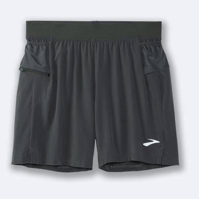 Brooks Sherpa 7" 2-in-1 Shorts Herr MörkGrå | MEL-942576