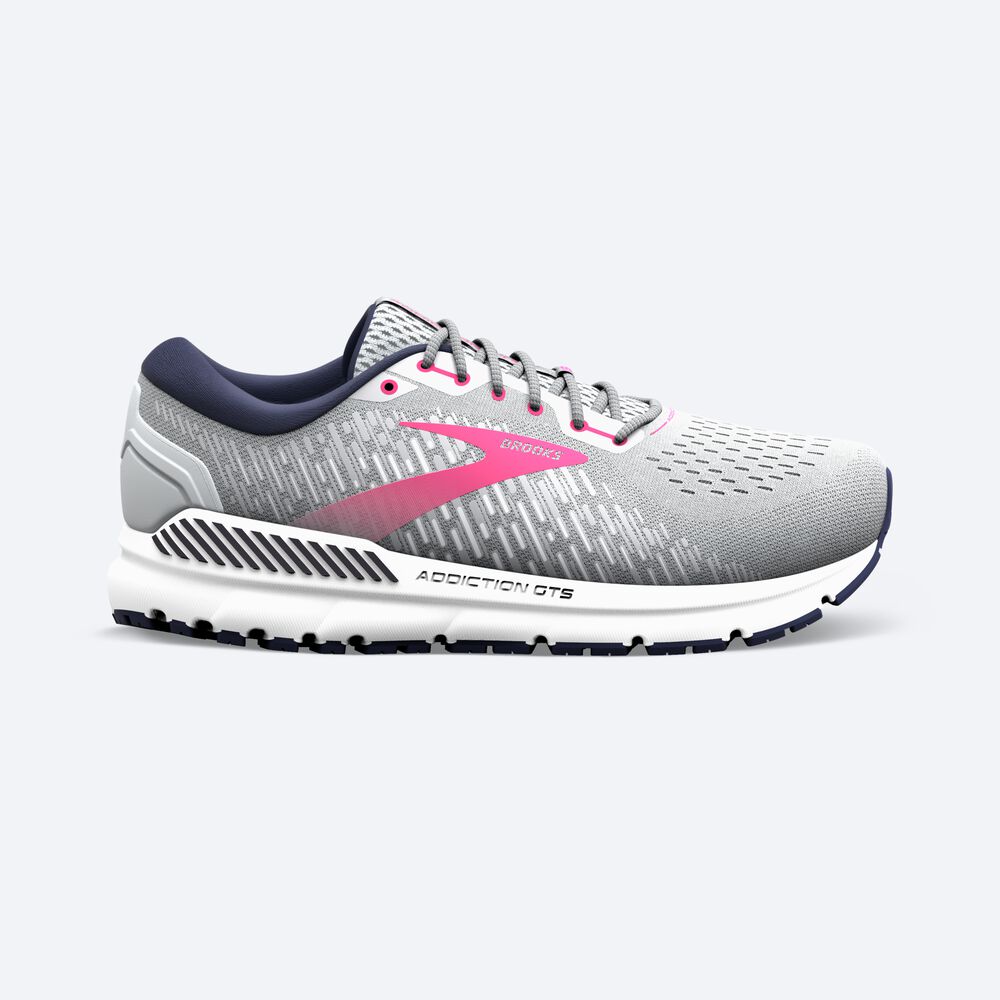 Brooks Addiction GTS 15 Löparskor Dam Grå/Marinblå/Rosa | WIJ-201576