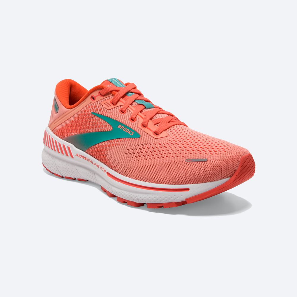 Brooks Adrenaline GTS 22 Löparskor Dam Korall/Vita | ETD-487135