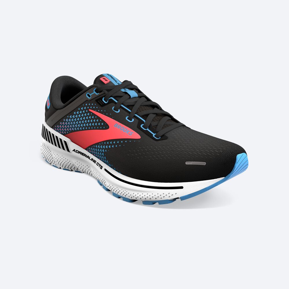 Brooks Adrenaline GTS 22 Löparskor Dam Svarta/Blå/Korall | PQK-716490