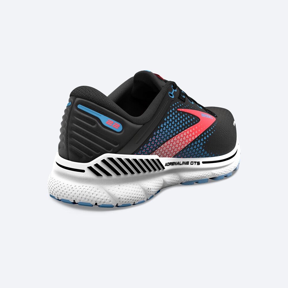 Brooks Adrenaline GTS 22 Löparskor Dam Svarta/Blå/Korall | PQK-716490