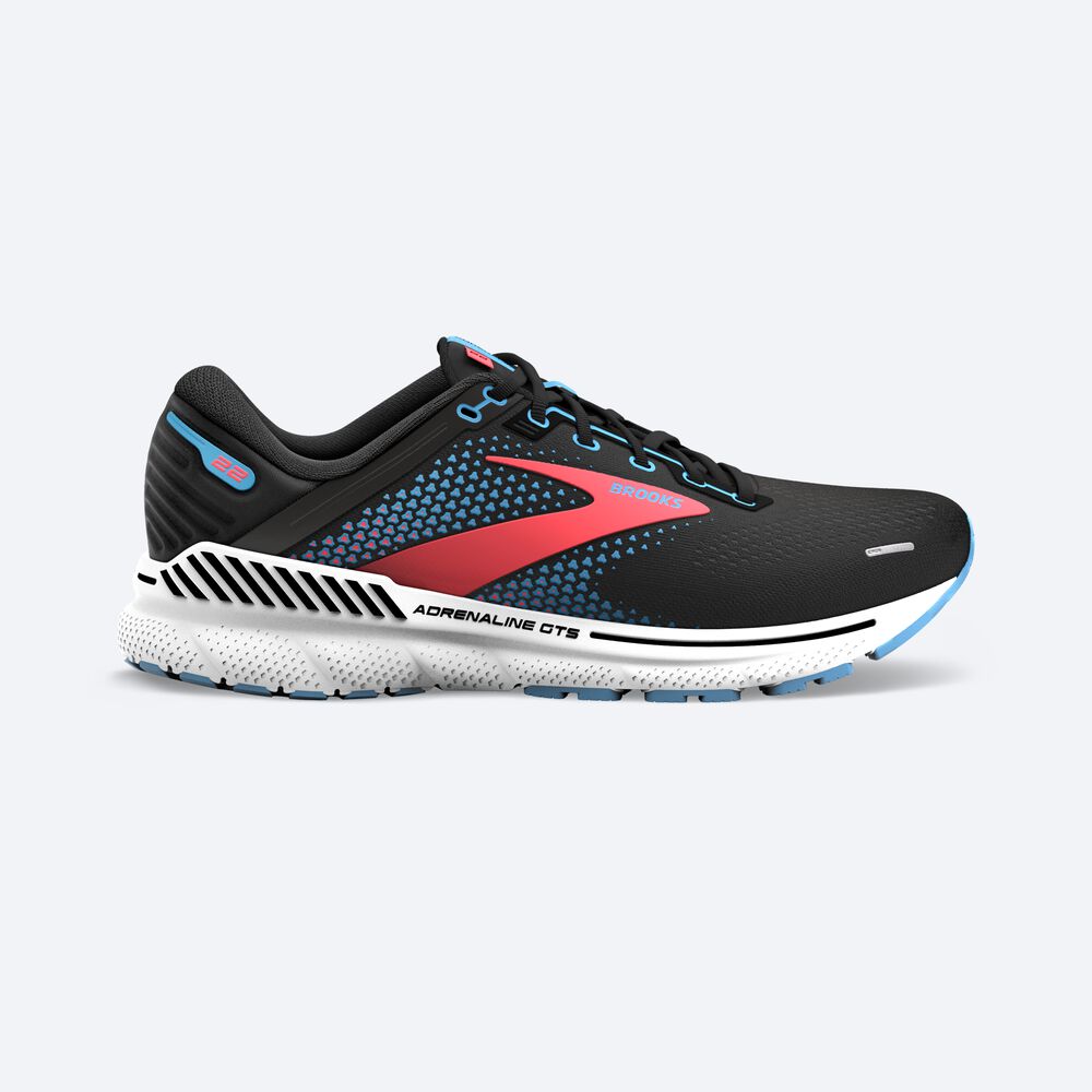 Brooks Adrenaline GTS 22 Löparskor Dam Svarta/Blå/Korall | PQK-716490