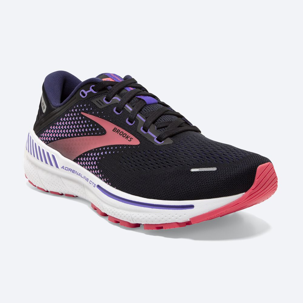 Brooks Adrenaline GTS 22 Löparskor Dam Svarta/Lila/Korall | RXO-706182