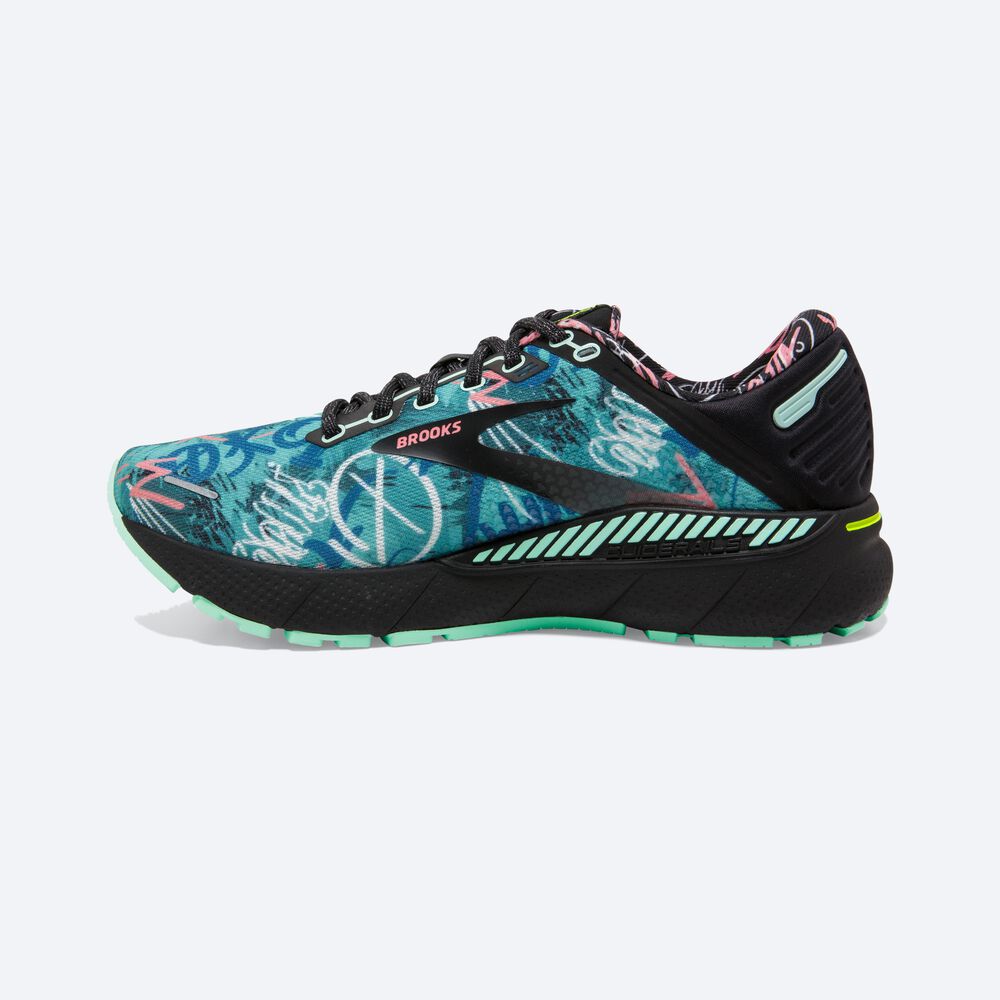 Brooks Adrenaline GTS 22 Löparskor Dam Svarta/Gröna/Rosa | STC-061372