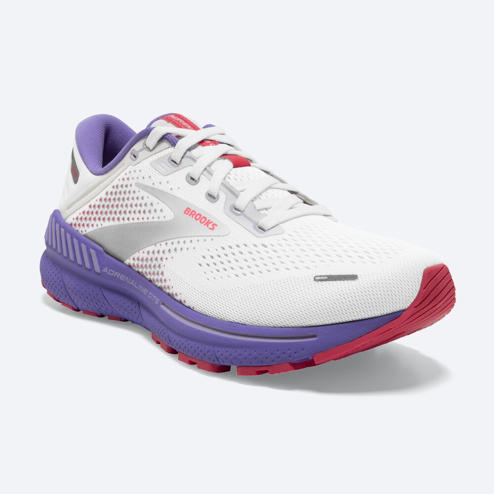 Brooks Adrenaline GTS 22 Löparskor Dam Vita/Korall/Lila | AGQ-318075