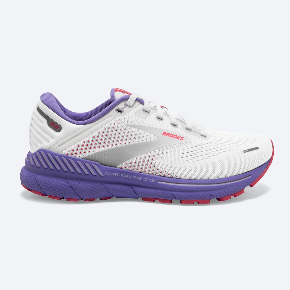 Brooks Adrenaline GTS 22 Löparskor Dam Vita/Korall/Lila | AGQ-318075