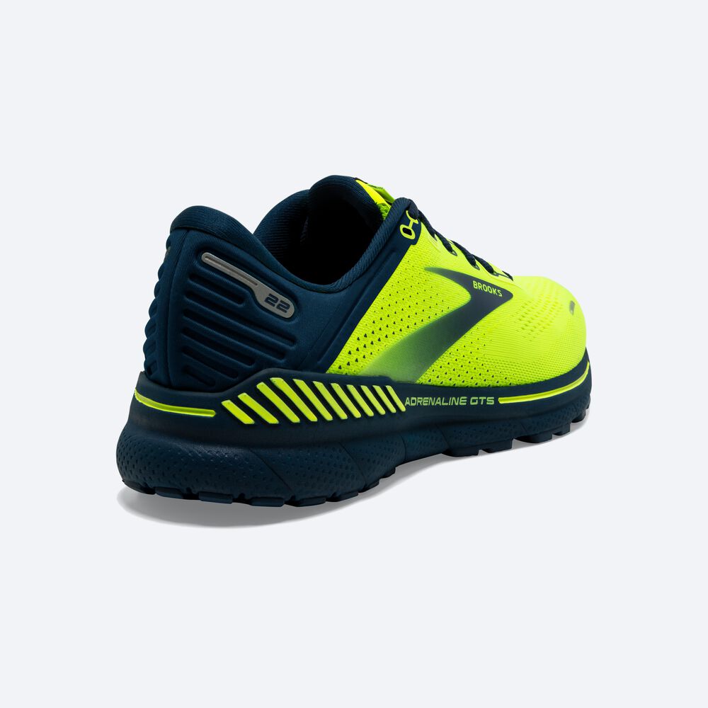 Brooks Adrenaline GTS 22 Löparskor Herr Gula/Marinblå | AHR-639728