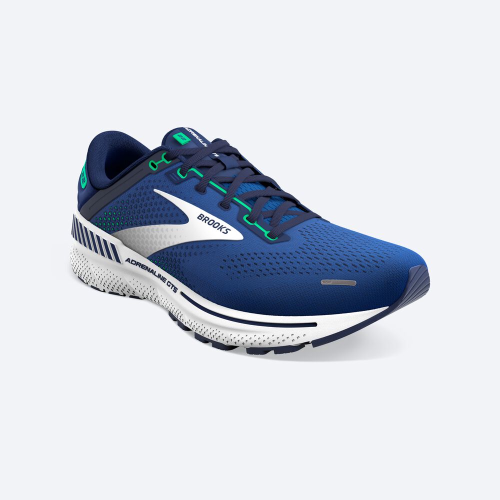 Brooks Adrenaline GTS 22 Löparskor Herr Blå/Gröna | CVE-598620