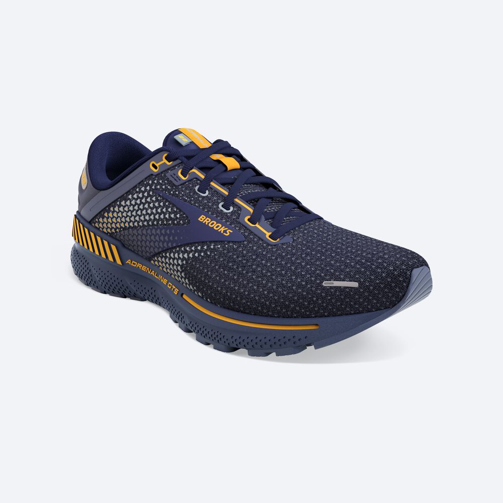 Brooks Adrenaline GTS 22 Löparskor Herr Marinblå/Grå/Orange Blommiga | JTA-257648