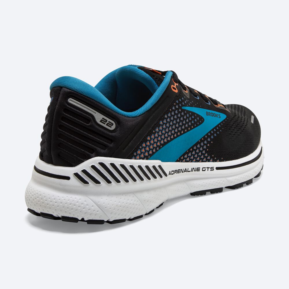 Brooks Adrenaline GTS 22 Löparskor Herr Svarta/Blå/Orange | JXQ-074951