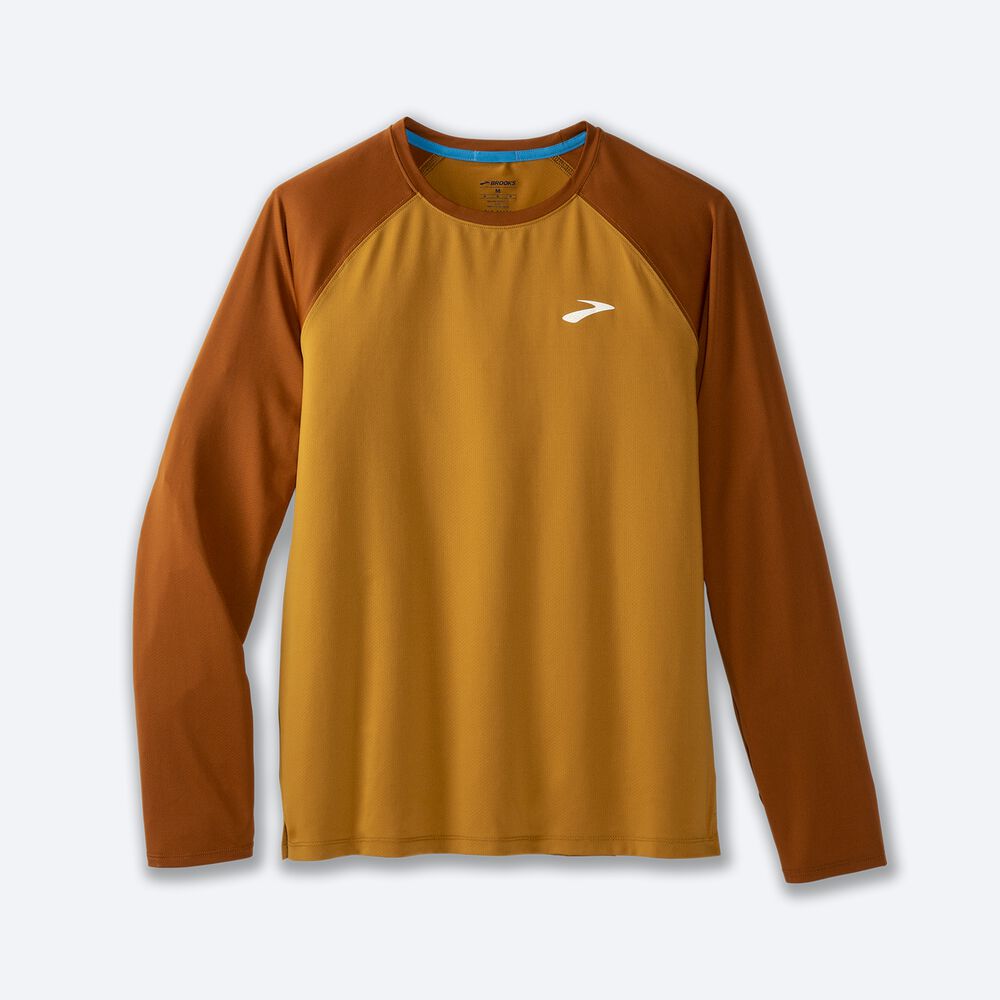 Brooks Atmosphere Long Sleeve 2.0 T-shirt Herr Gula/Bruna | HIB-819357