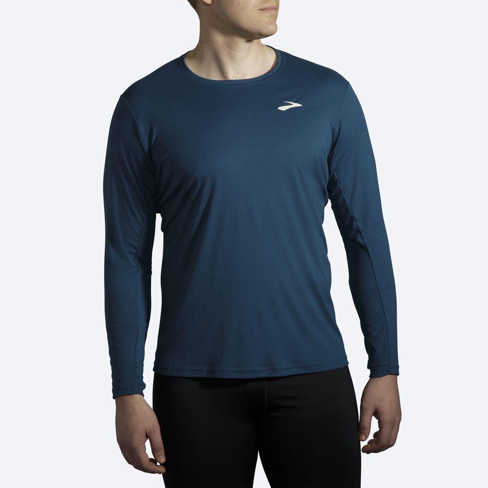 Brooks Atmosphere Long Sleeve T-shirt Herr Indigo | FSQ-146082