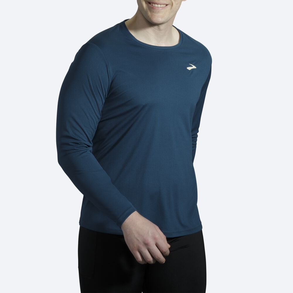 Brooks Atmosphere Long Sleeve T-shirt Herr Indigo | FSQ-146082