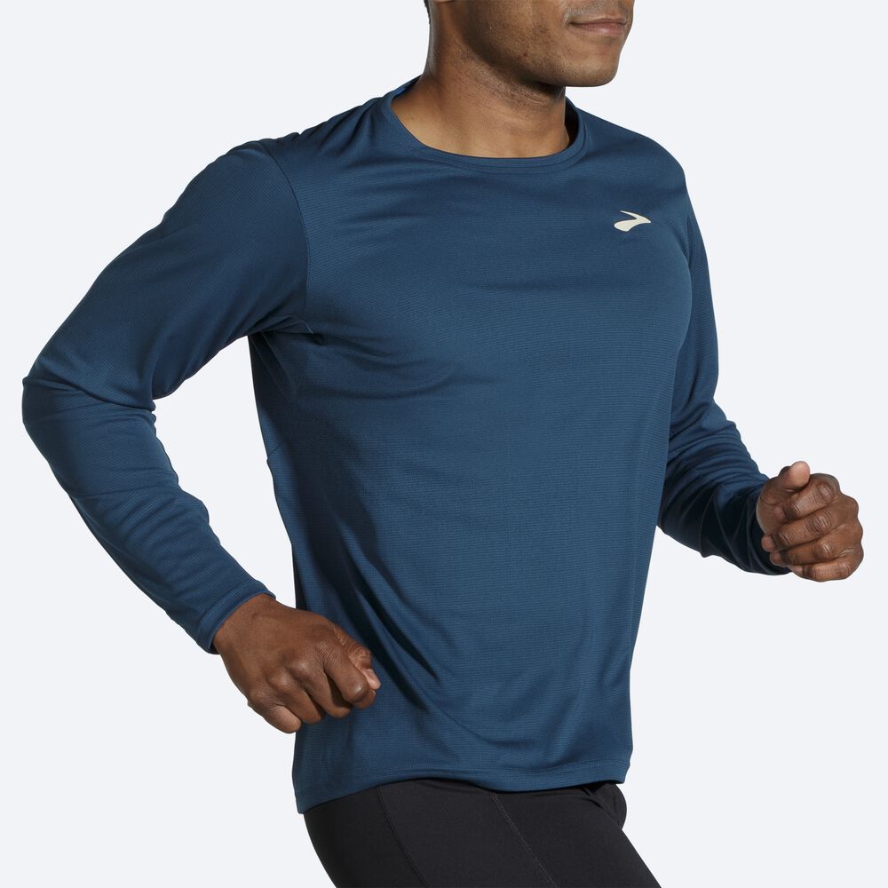 Brooks Atmosphere Long Sleeve T-shirt Herr Indigo | FSQ-146082