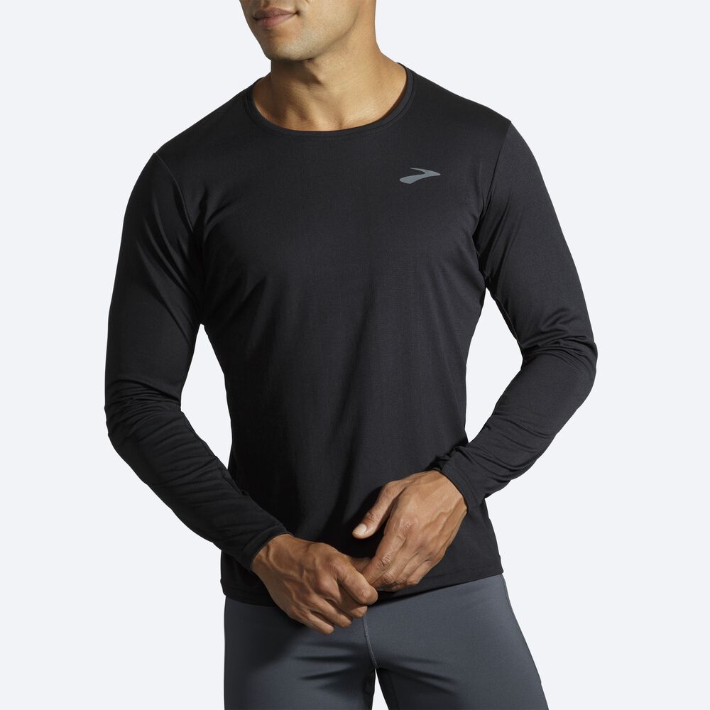 Brooks Atmosphere Long Sleeve T-shirt Herr Svarta | HQN-753140