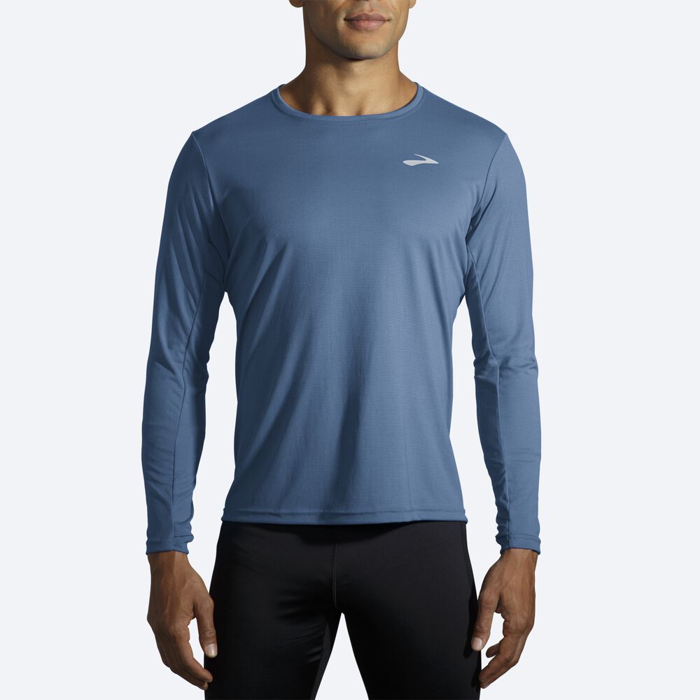 Brooks Atmosphere Long Sleeve T-shirt Herr Blå | MTD-913086