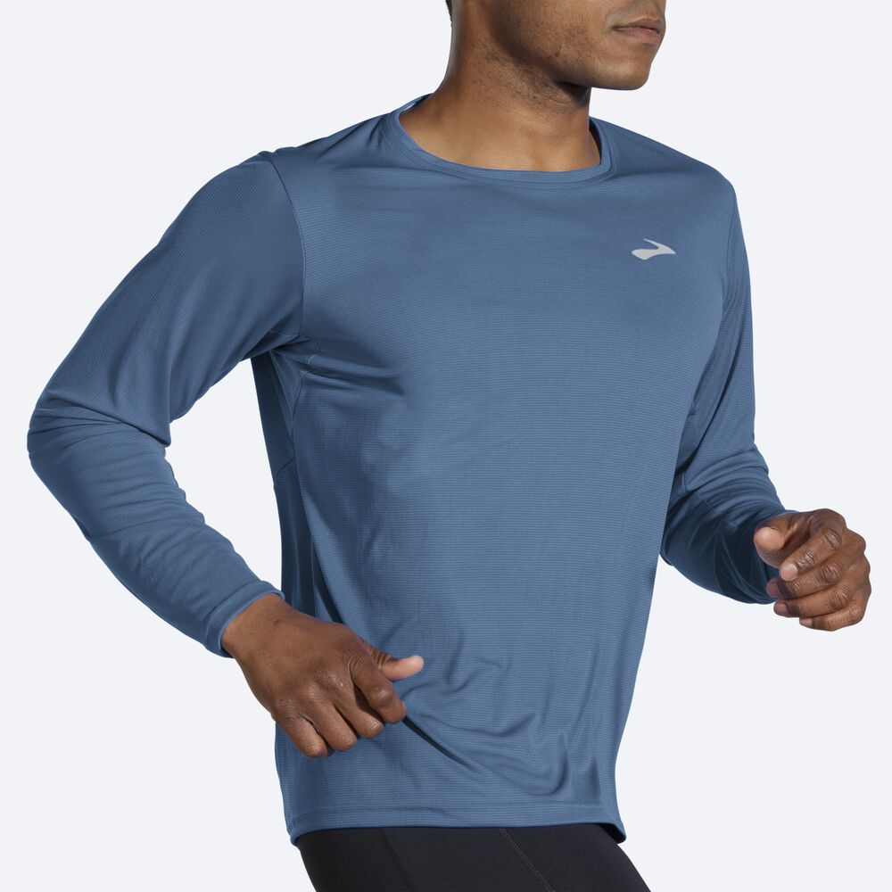 Brooks Atmosphere Long Sleeve T-shirt Herr Blå | MTD-913086