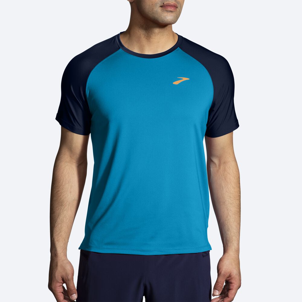 Brooks Atmosphere Short Sleeve 2.0 T-shirt Herr Blå/Marinblå | CDB-265971