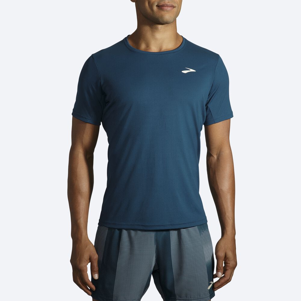 Brooks Atmosphere Short Sleeve T-shirt Herr Indigo | LFQ-407823