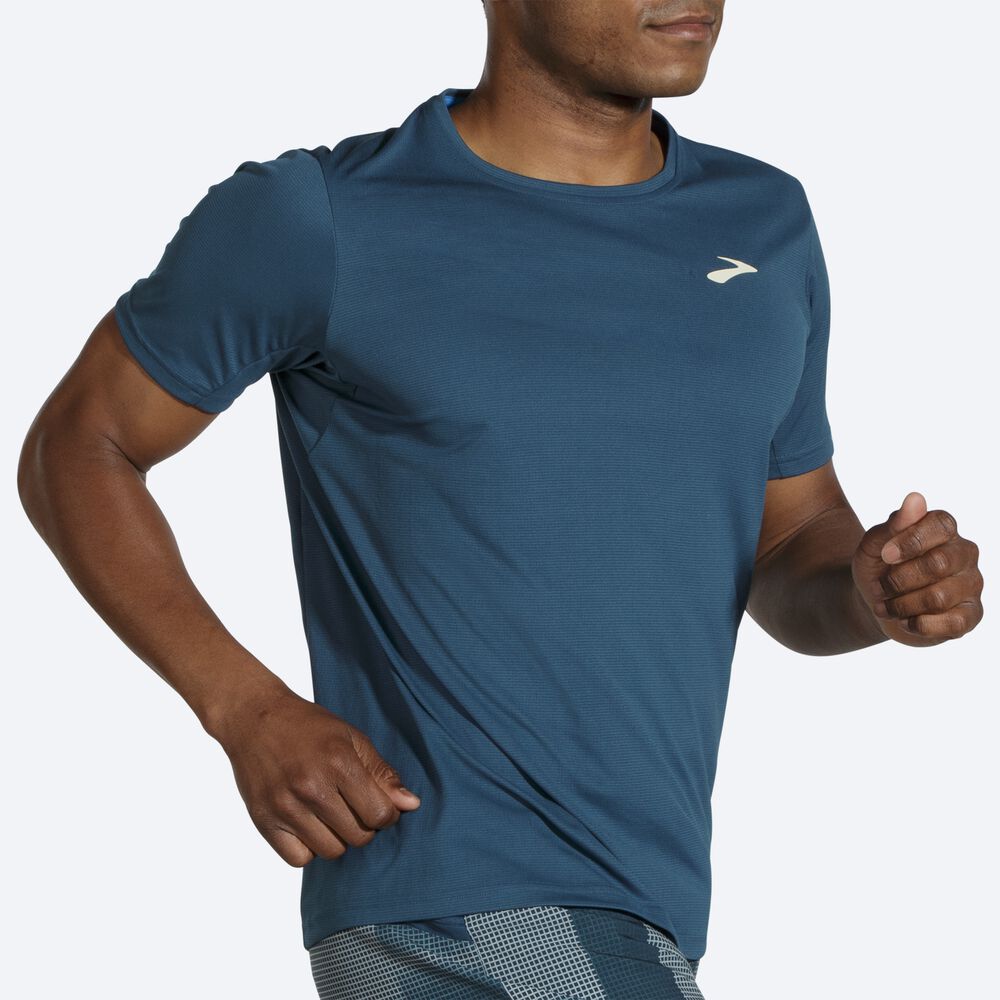 Brooks Atmosphere Short Sleeve T-shirt Herr Indigo | LFQ-407823