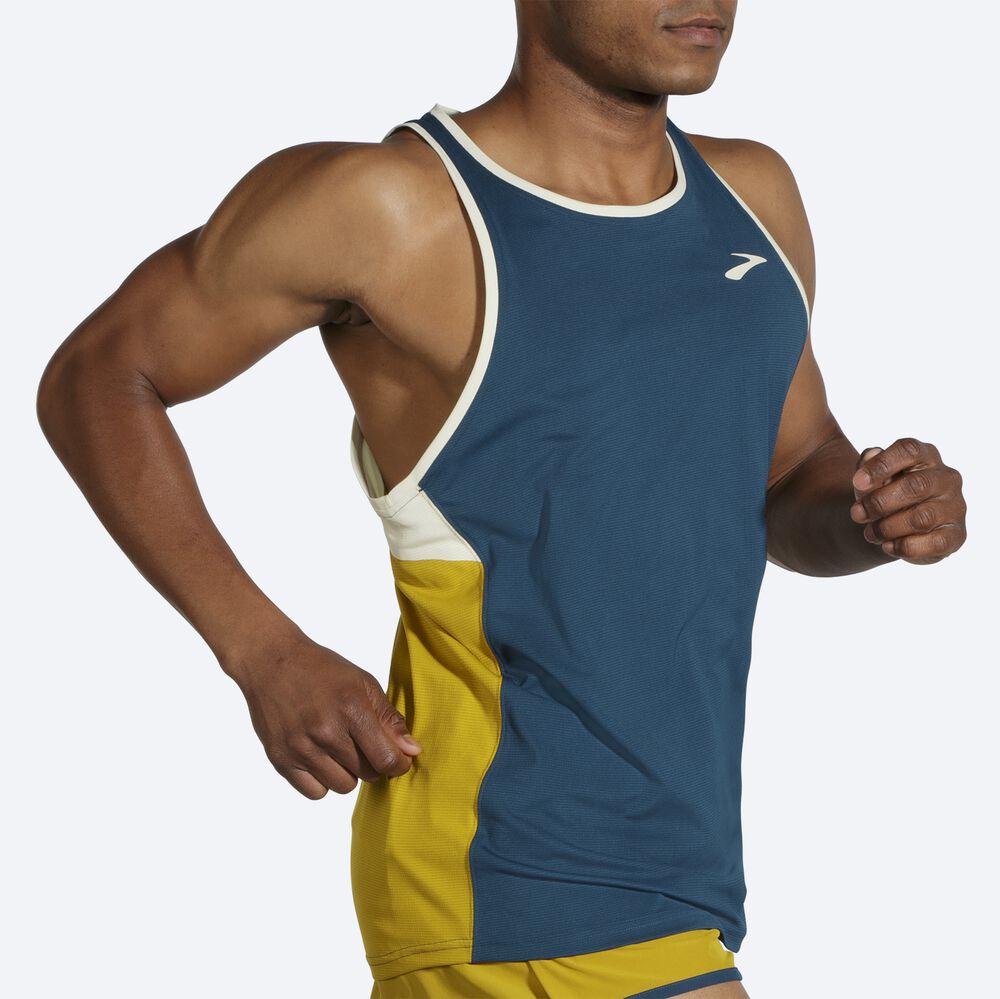 Brooks Atmosphere Singlet Linnen Herr Indigo/Orange | UFL-531497