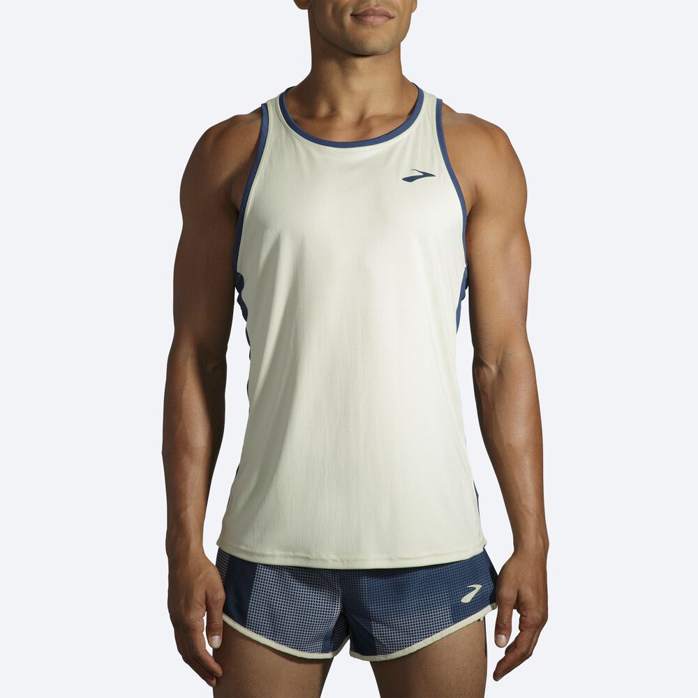 Brooks Atmosphere Singlet Linnen Herr Orange/Indigo | XZA-136805