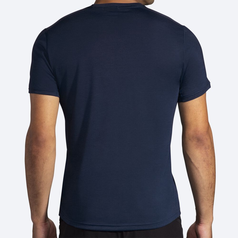 Brooks BLG Distance Tryck Short Sleeve T-shirt Herr Marinblå | WIL-215749