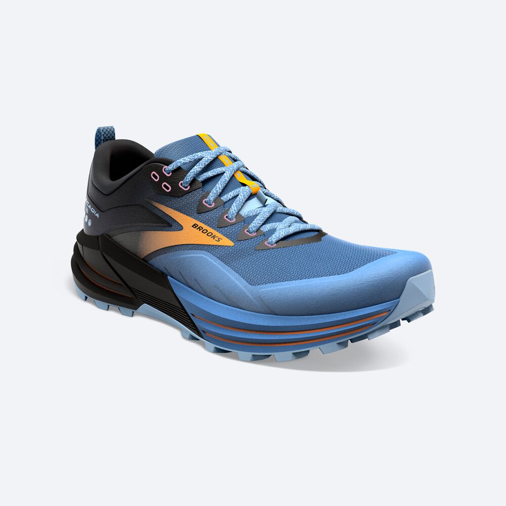 Brooks Cascadia 16 Trailskor Dam Blå/Svarta/Gula | PTC-958270