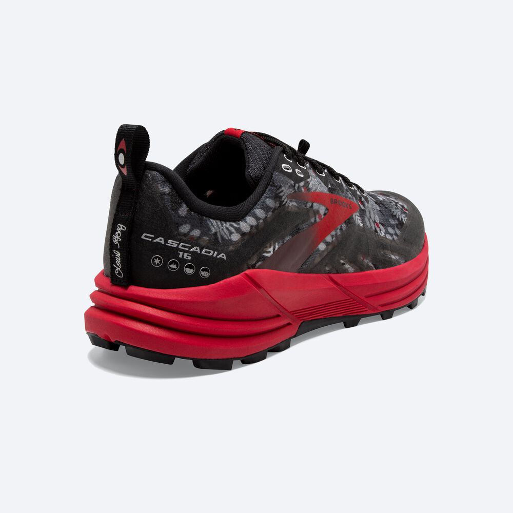 Brooks Cascadia 16 Trailskor Dam Svarta/Grå/Röda | UXB-869273