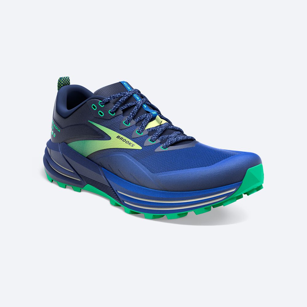 Brooks Cascadia 16 Trailskor Herr Blå/Gröna | WIX-391072