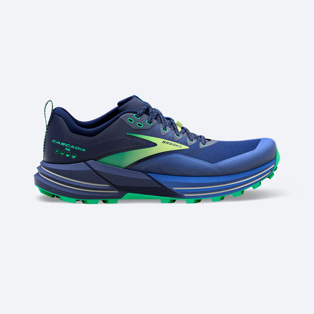 Brooks Cascadia 16 Trailskor Herr Blå/Gröna | WIX-391072