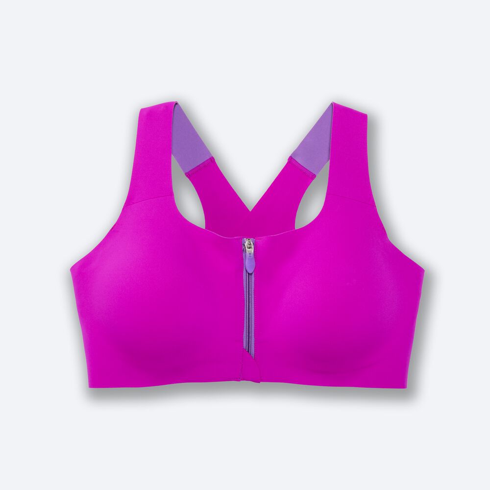 Brooks Dare Zip Run Bra Sport Bh Dam Rosa/Lila | YVE-509382