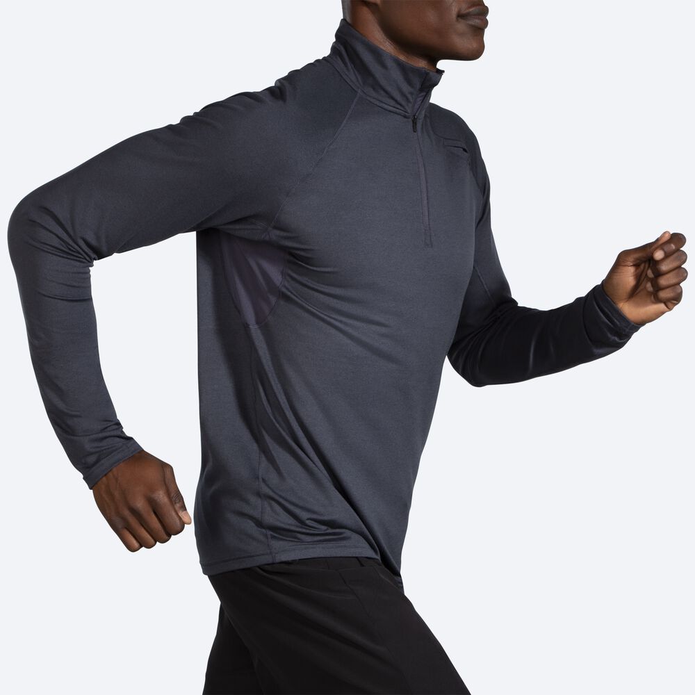 Brooks Dash 1/2 Zip Jacka Herr MörkGrå | DWU-452169